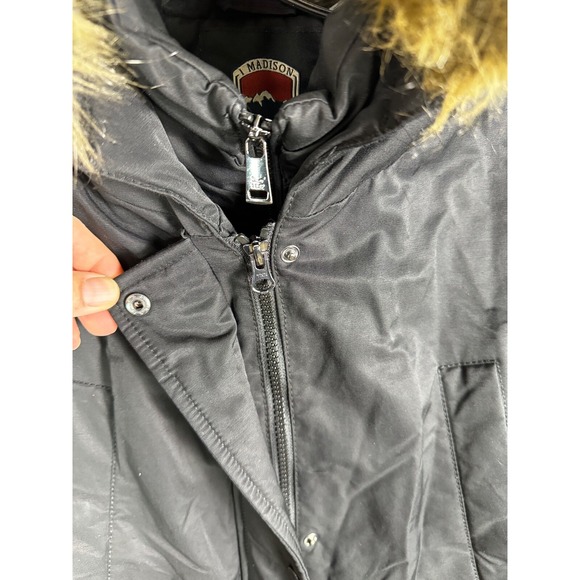 1 Madison Expedition Parka Adult M Heritage Jacket Black Faux Fur Hood‎ Womens - Picture 7 of 16